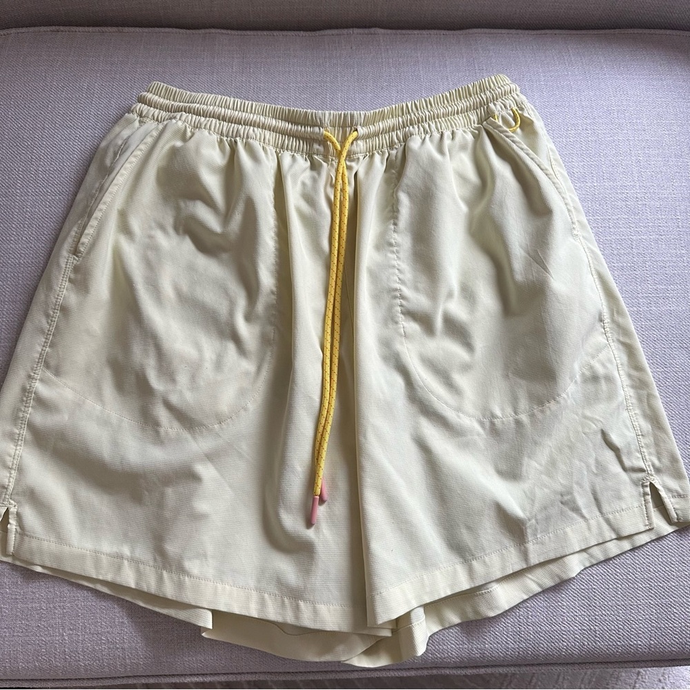 Outdoor Voices Cream yellow Shorts with Yellow Drawstring